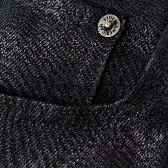 American Eagle Coated Jeans Pants Women's 4 High Rise Straight Black - Picture 4 of 9